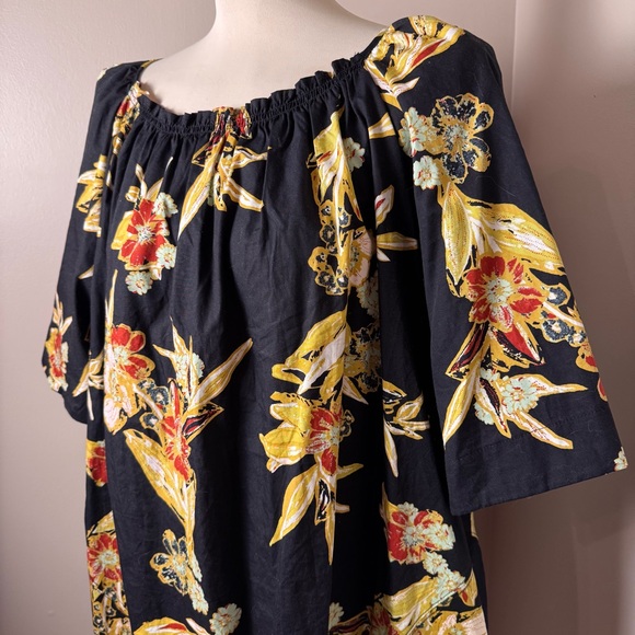FREE PEOPLE Jodie Tropical Print Kimono Sleeve Mini Dress BLACK / LARGE - Picture 5 of 14